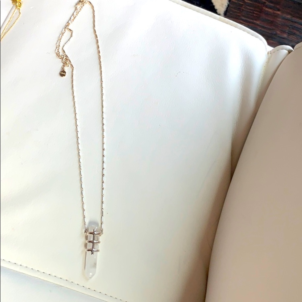 Stella & Dot silver necklace with white stone